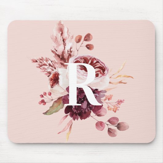 Moderne Pastellfarben Rosa und Rote Blüte mit Erst Mousepad (Vorne)