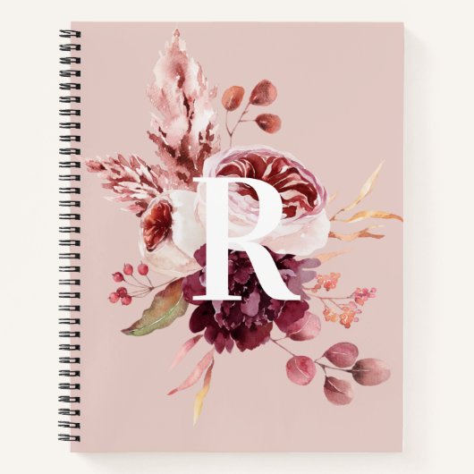 Moderne Pastellfarben Rosa und Rote Blüte mit Erst Notizblock (Vorderseite)