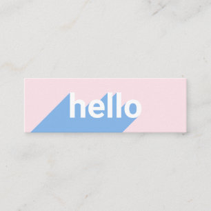 Moderne pastellfarbene, blaue Hello-Typografie Mini Visitenkarte