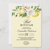 Moderne pastellfarbene, gelbe Zitronen und Leaf Einladung (Vorderseite)