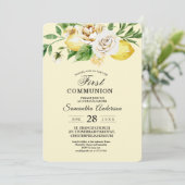 Moderne pastellfarbene, gelbe Zitronen und Leaf Einladung (Stehend Vorderseite)