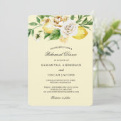 Moderne pastellfarbene, gelbe Zitronen und Leaf Einladung (Stehend Vorderseite)