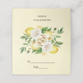 Moderne pastellfarbene, gelbe Zitronen und Leaf Platzkarte (Außenseite Aufgefaltet)