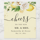 Moderne pastellfarbene, gelbe Zitronen und Leaf Weinetikett (Einzelnes Label)