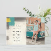 Moderne pastellfarbene Hochzeit Save The Date (Stehend Vorderseite)