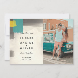 Moderne pastellfarbene Hochzeit Save The Date