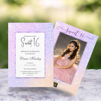 Moderne pastellfarbene lila Lavendel Sweet 16 Einl Einladung