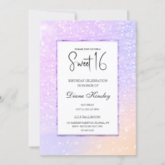 Moderne pastellfarbene lila Lavendel Sweet 16 Einl Einladung