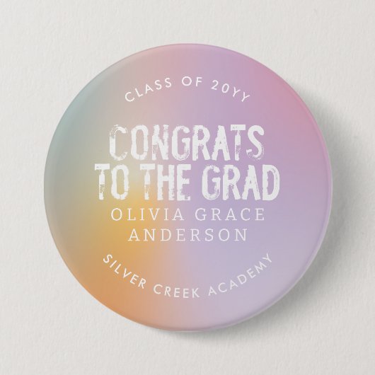 Moderne pastellfarbene Regenbogen-Rosa-Foto-Abschl Button (Vorderseite)