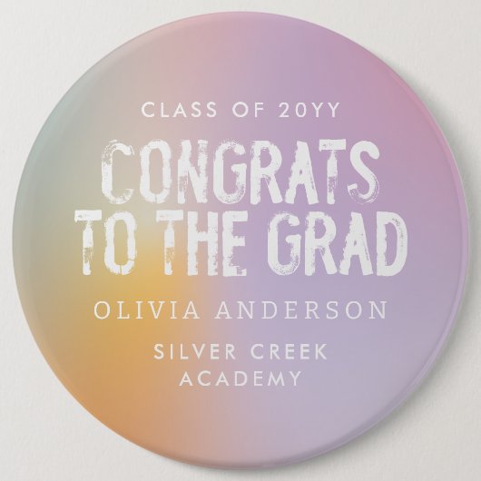 Moderne pastellfarbene Regenbogen-Rosa-Foto-Abschl Button (Vorderseite)