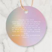 Moderne pastellfarbene Regenbogen-Rosa-Foto-Abschl Geschenkanhänger (Rückseite)