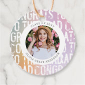 Moderne pastellfarbene Regenbogen-Rosa-Foto-Abschl Geschenkanhänger (Vorderseite)