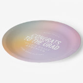 Moderne pastellfarbene Regenbogen-Rosa-Foto-Abschl Pappteller (Schrägansicht)