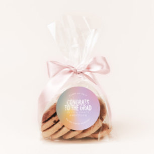 Moderne pastellfarbene Regenbogen-Rosa-Foto-Abschl Runder Aufkleber