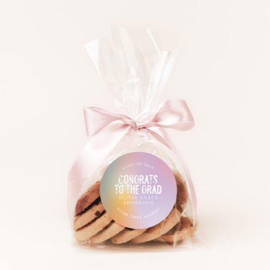 Moderne pastellfarbene Regenbogen-Rosa-Foto-Abschl Runder Aufkleber