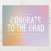 Moderne pastellfarbene Regenbogen-Rosa-Foto-Abschl Schaumweinetikett (Einzelnes Label)