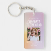 Moderne pastellfarbene Regenbogen-Rosa-Foto-Abschl Schlüsselanhänger (Vorderseite)
