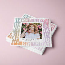 Moderne pastellfarbene Regenbogen-Rosa Foto Geburt