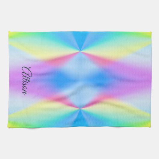 Moderne, pastellfarbene Regenbogenfarben Geschirrtuch (Horizontal)