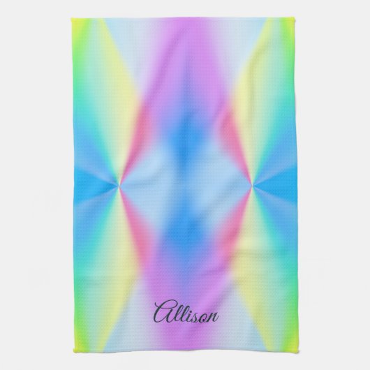 Moderne, pastellfarbene Regenbogenfarben Geschirrtuch (Vertikal)