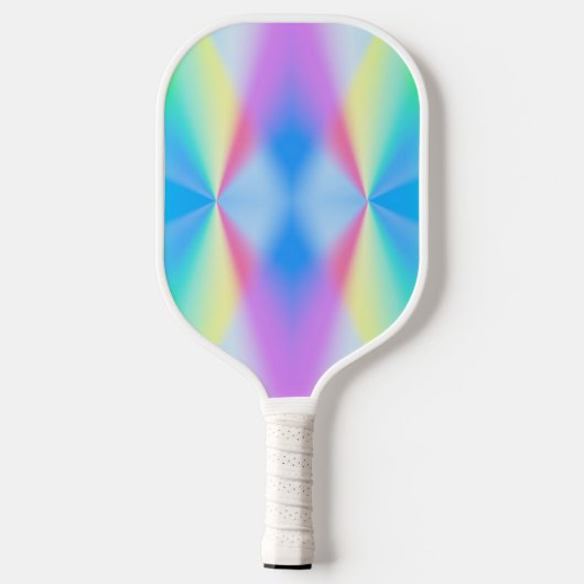 Moderne, pastellfarbene Regenbogenfarben Pickleball Schläger (Rückseite)