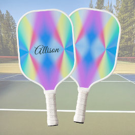 Moderne, pastellfarbene Regenbogenfarben Pickleball Schläger