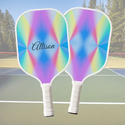 Moderne, pastellfarbene Regenbogenfarben Pickleball Schläger