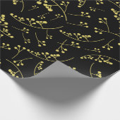 Moderne pastellgelbe Farbe auf schwarzen Beeren Geschenkpapier (Ecke)