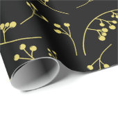 Moderne pastellgelbe Farbe auf schwarzen Beeren Geschenkpapier (Rolleneckpunkt)