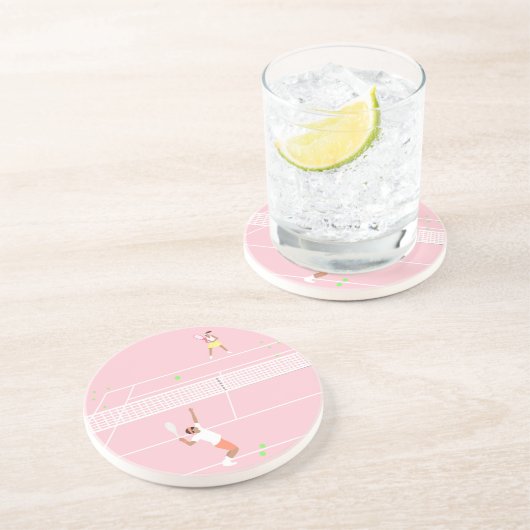 Moderne Pastellpink-Tennismatte Getränkeuntersetzer (Seite)