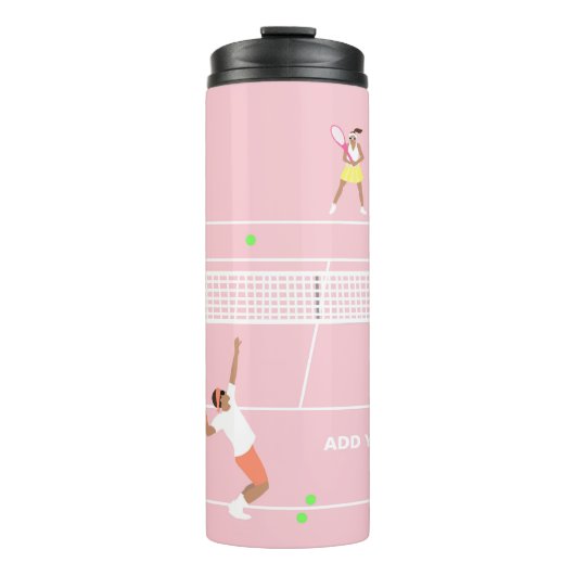 Moderne Pastellpink-Tennismatte Thermosbecher (Vorderseite)