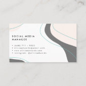 Moderne pastellrosa aquamarine abstrakte Pinselstr Visitenkarte (Rückseite)