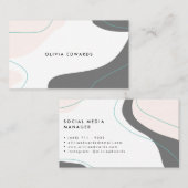 Moderne pastellrosa aquamarine abstrakte Pinselstr Visitenkarte (Vorne/Hinten)