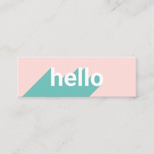 Moderne pastellrosa aquamarine Hello-Typografie Mini Visitenkarte (Vorderseite)
