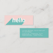 Moderne pastellrosa aquamarine Hello-Typografie Mini Visitenkarte (Vorne/Hinten)