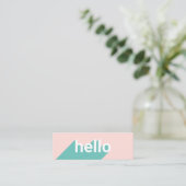 Moderne pastellrosa aquamarine Hello-Typografie Mini Visitenkarte (Stehend Vorderseite)