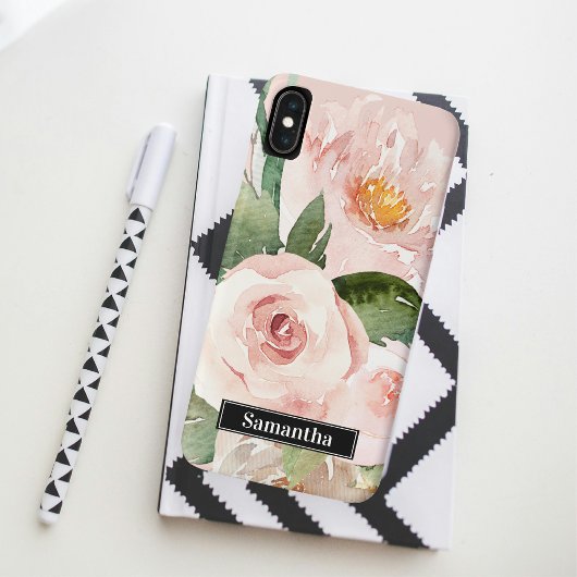 Moderne pastellrosa Aquarellfarben - Blume und Nam Case-Mate iPhone Hülle