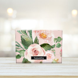 Moderne pastellrosa Aquarellfarben - Blume und Nam Fotoblock