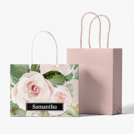 Moderne pastellrosa Aquarellfarben - Blume und Nam Große Geschenktüte