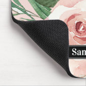 Moderne pastellrosa Aquarellfarben - Blume und Nam Mousepad (Ecke)
