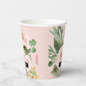 Moderne pastellrosa Aquarellfarben - Blume und Nam Pappbecher (Rechts)