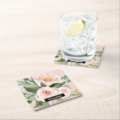 Moderne pastellrosa Aquarellfarben - Blume und Nam Rechteckiger Pappuntersetzer (Vor Ort)