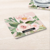 Moderne pastellrosa Aquarellfarben - Blume und Nam Rechteckiger Pappuntersetzer (angewinkelt)