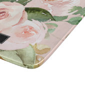 Moderne pastellrosa Aquarellfarben - Blume und Nam Schneidebrett (Ecke)