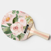 Moderne pastellrosa Aquarellfarben - Blume und Nam Tischtennis Schläger (Seitenansicht)
