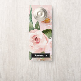 Moderne pastellrosa Aquarellfarben - Blume und Nam Türanhänger