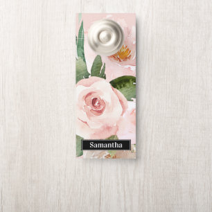 Moderne pastellrosa Aquarellfarben - Blume und Nam Türanhänger