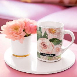 Moderne pastellrosa Aquarellfarben - Blume und Nam Zweifarbige Tasse