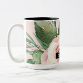 Moderne pastellrosa Aquarellfarben - Blume und Nam Zweifarbige Tasse (Links)