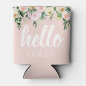 Moderne pastellrosa Blume Hallo und Sie nennen Dosenkühler (Vorderseite)